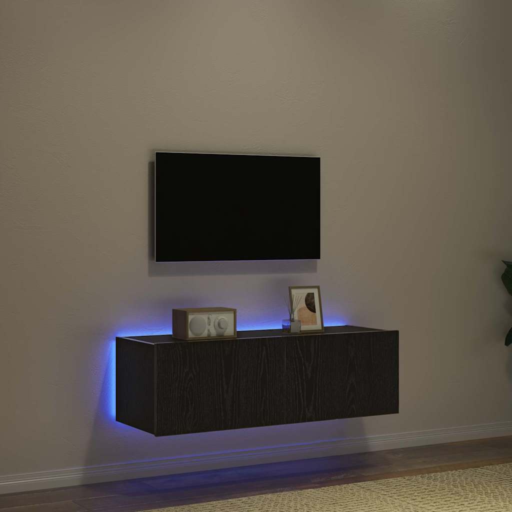 TV Wall Cabinet Black oak 100 x 35 x 31 cm Engineered wood